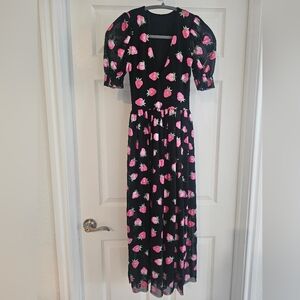 Blackmilk Strawberries Black Stellar Dress XS